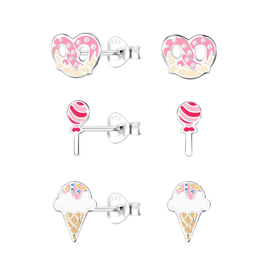 Kinder Ohrringe-Set Süßigkeiten aus 925 Silber