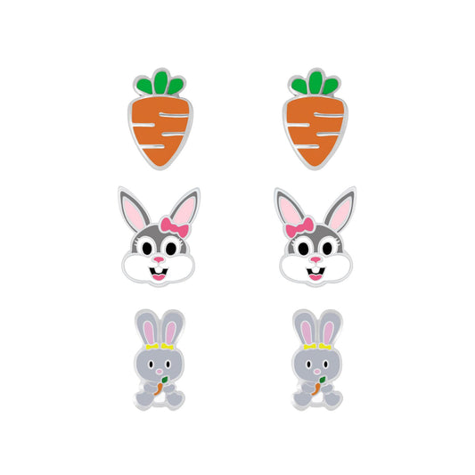 Kinder Ohrringe-Set Karotte Kaninchen aus 925 Silber