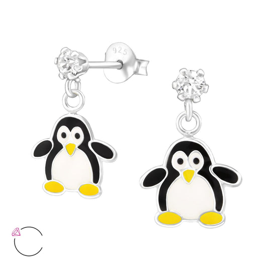 Kinder Ohrringe Pinguin aus 925 Silber