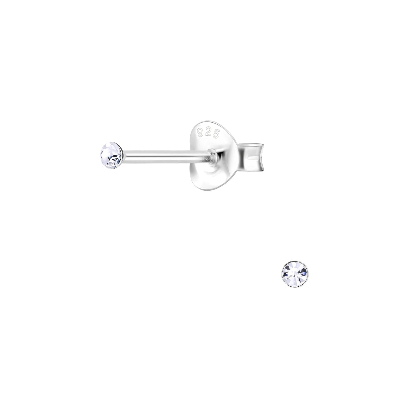 Kinder Ohrringe 1,5mm Kristall aus 925 Silber