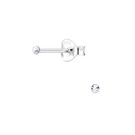 Kinder Ohrringe 1,5mm Kristall aus 925 Silber
