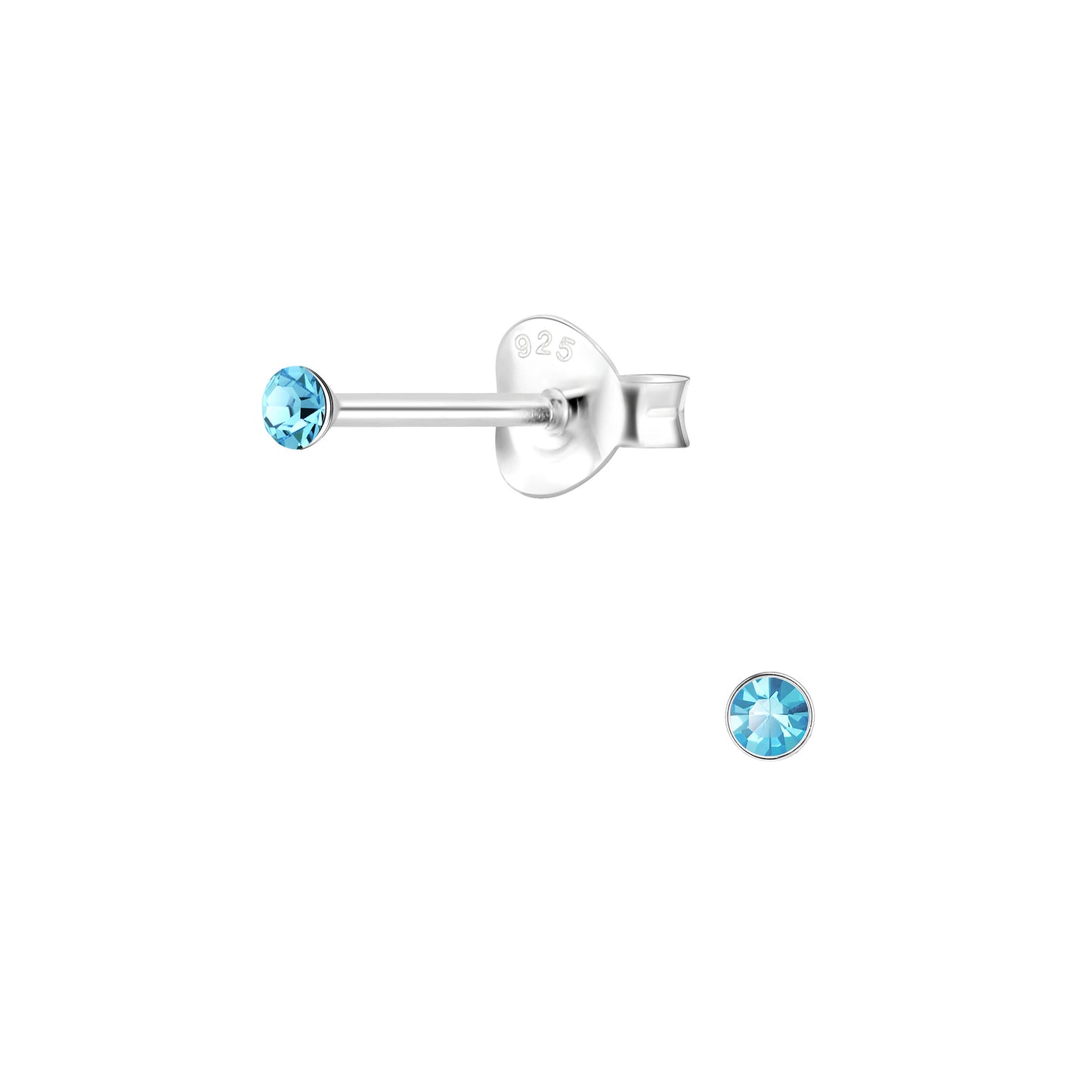 Kinder Ohrringe 2mm Kristall aus 925 Silber