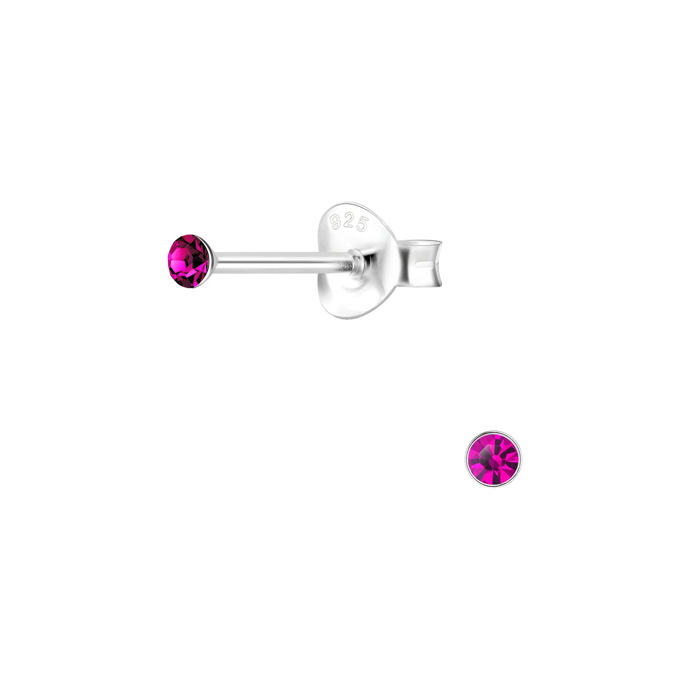 Kinder Ohrringe 2mm Kristall aus 925 Silber