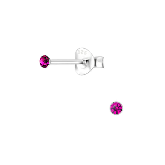Kinder Ohrringe 2mm Kristall aus 925 Silber