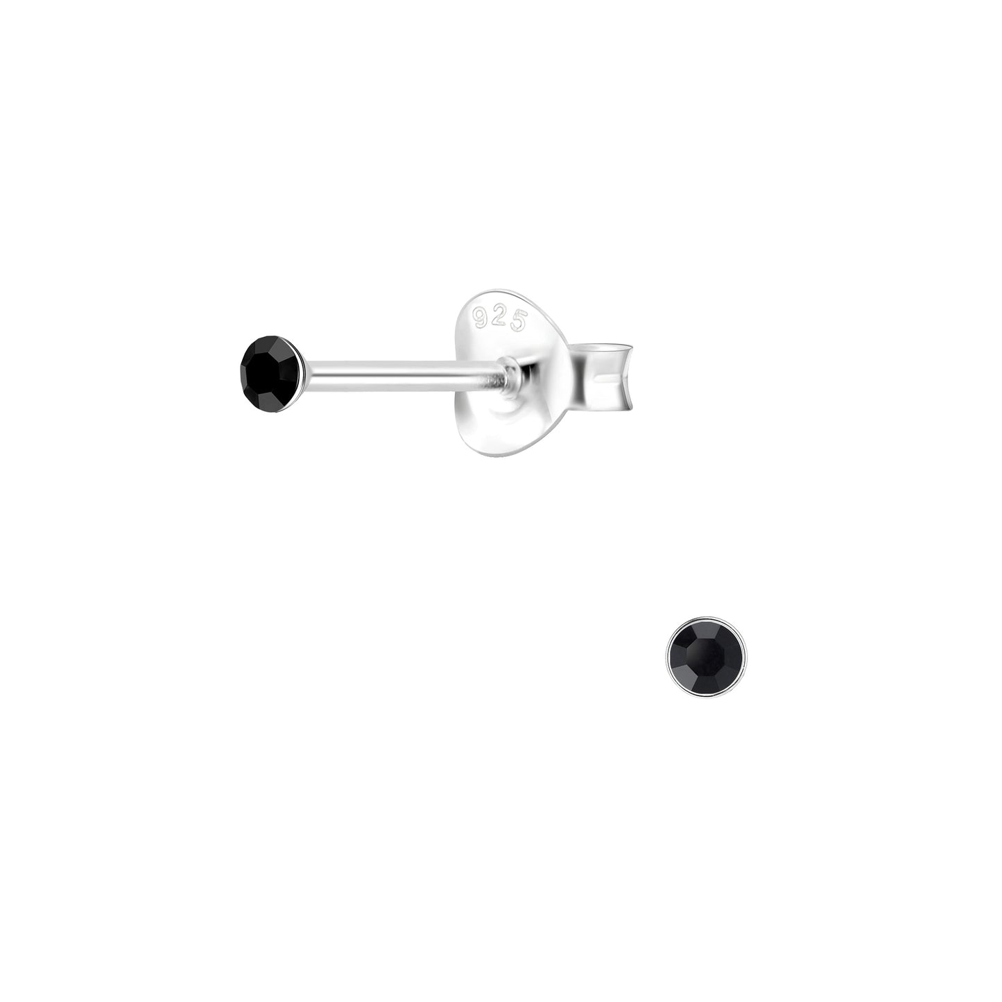 Kinder Ohrringe 2mm Kristall aus 925 Silber