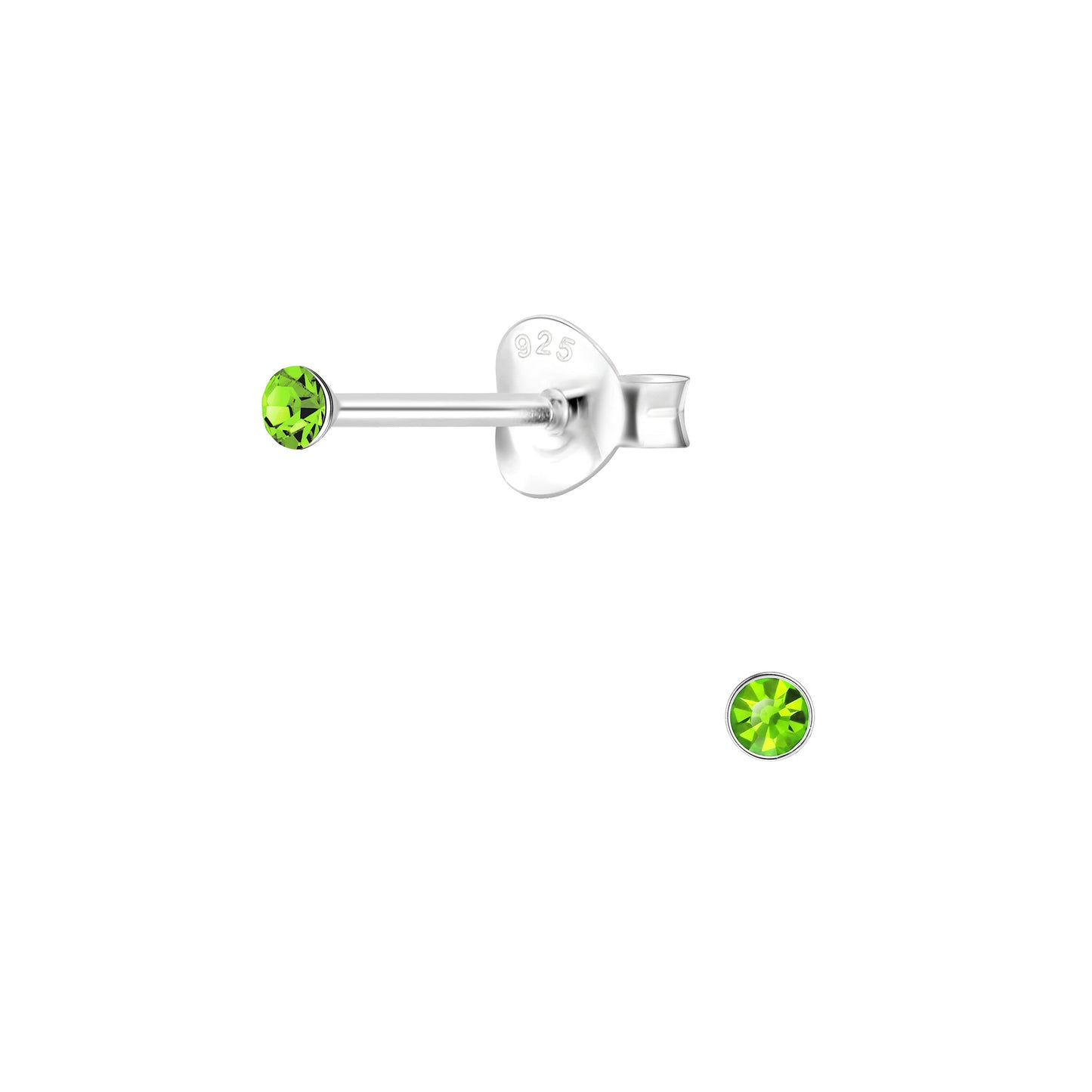 Kinder Ohrringe 2mm Kristall aus 925 Silber
