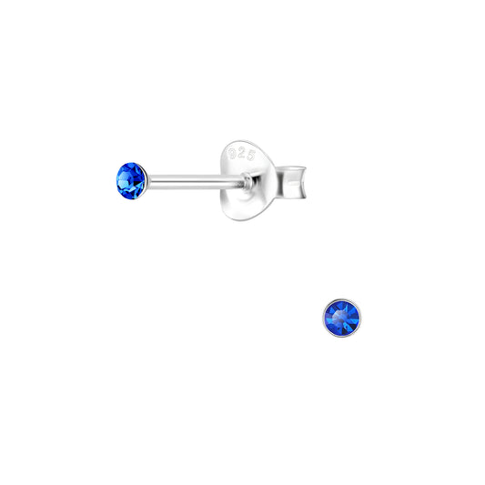 Kinder Ohrringe 2mm Kristall aus 925 Silber
