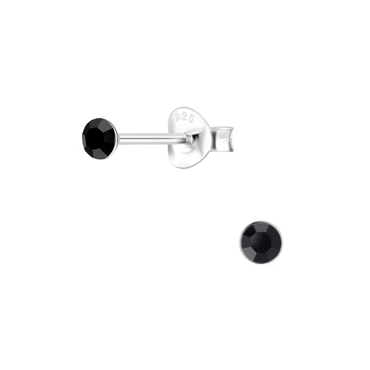 Kinder Ohrringe 3mm Runde Kristall aus 925 Silber