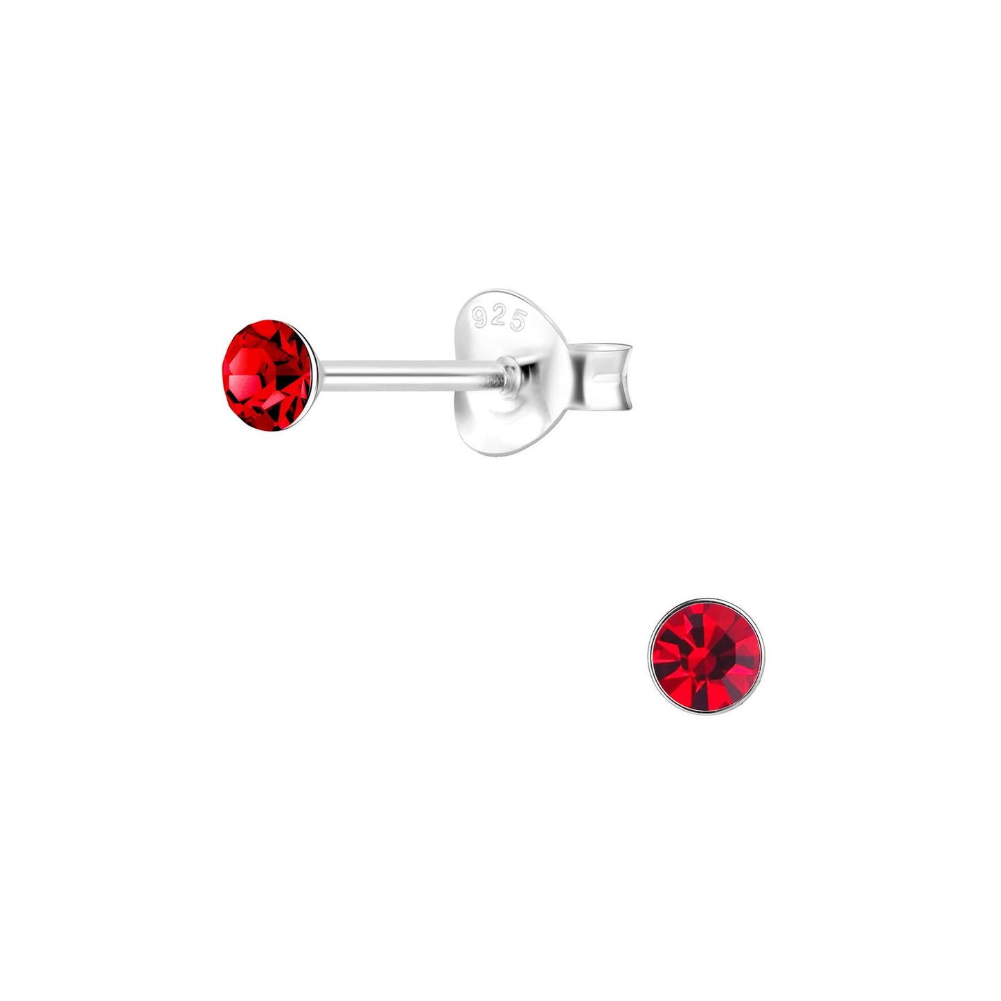 Kinder Ohrringe 3mm Runde Kristall aus 925 Silber