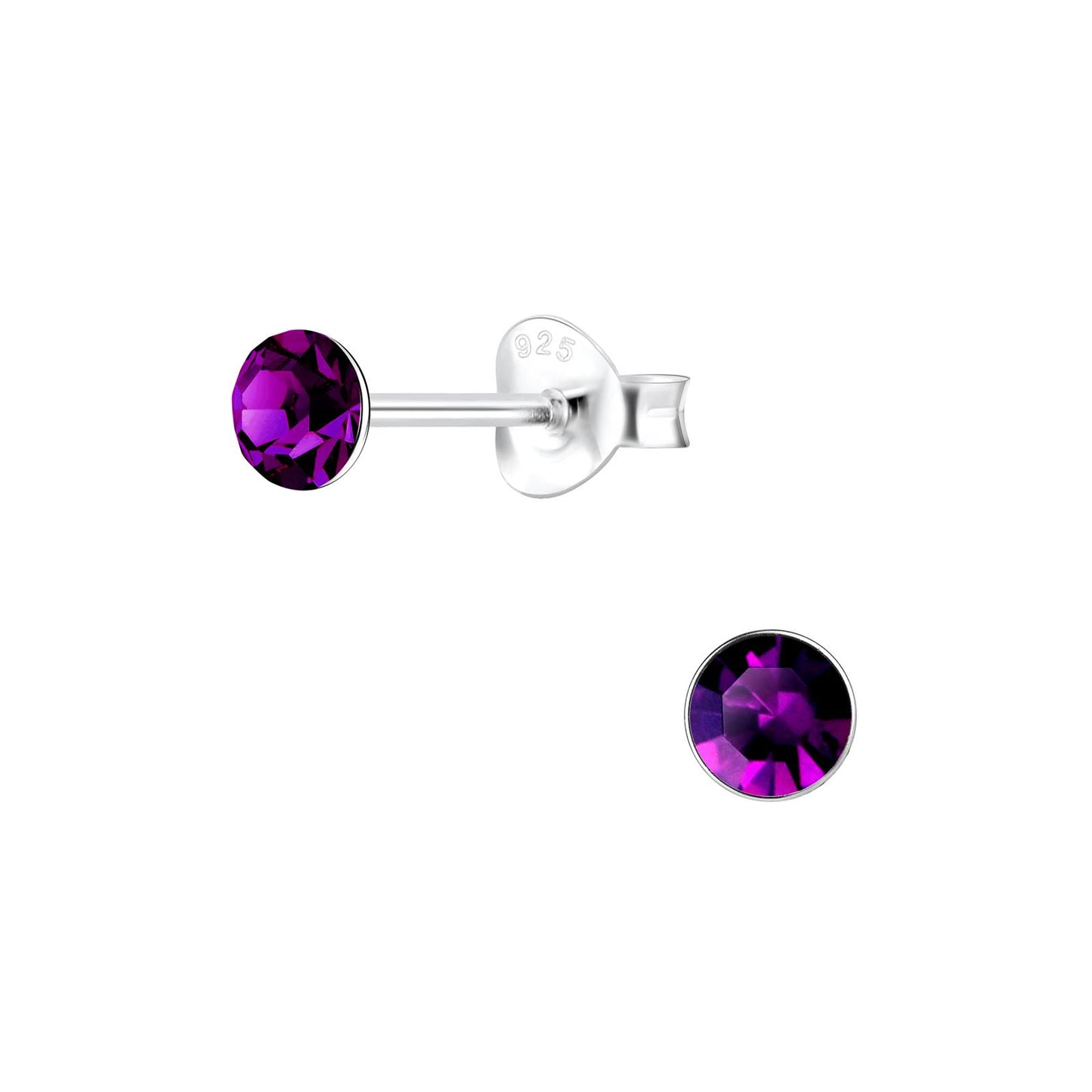 Kinder Ohrringe 4mm Kristall aus 925 Silber