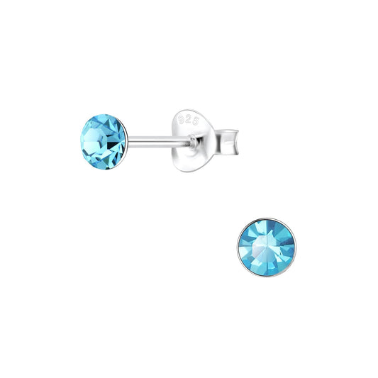 Kinder Ohrringe 4mm Kristall aus 925 Silber