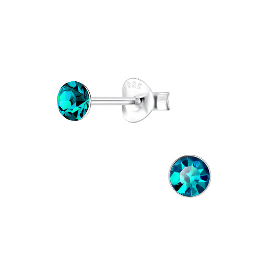 Kinder Ohrringe 4mm Kristall aus 925 Silber