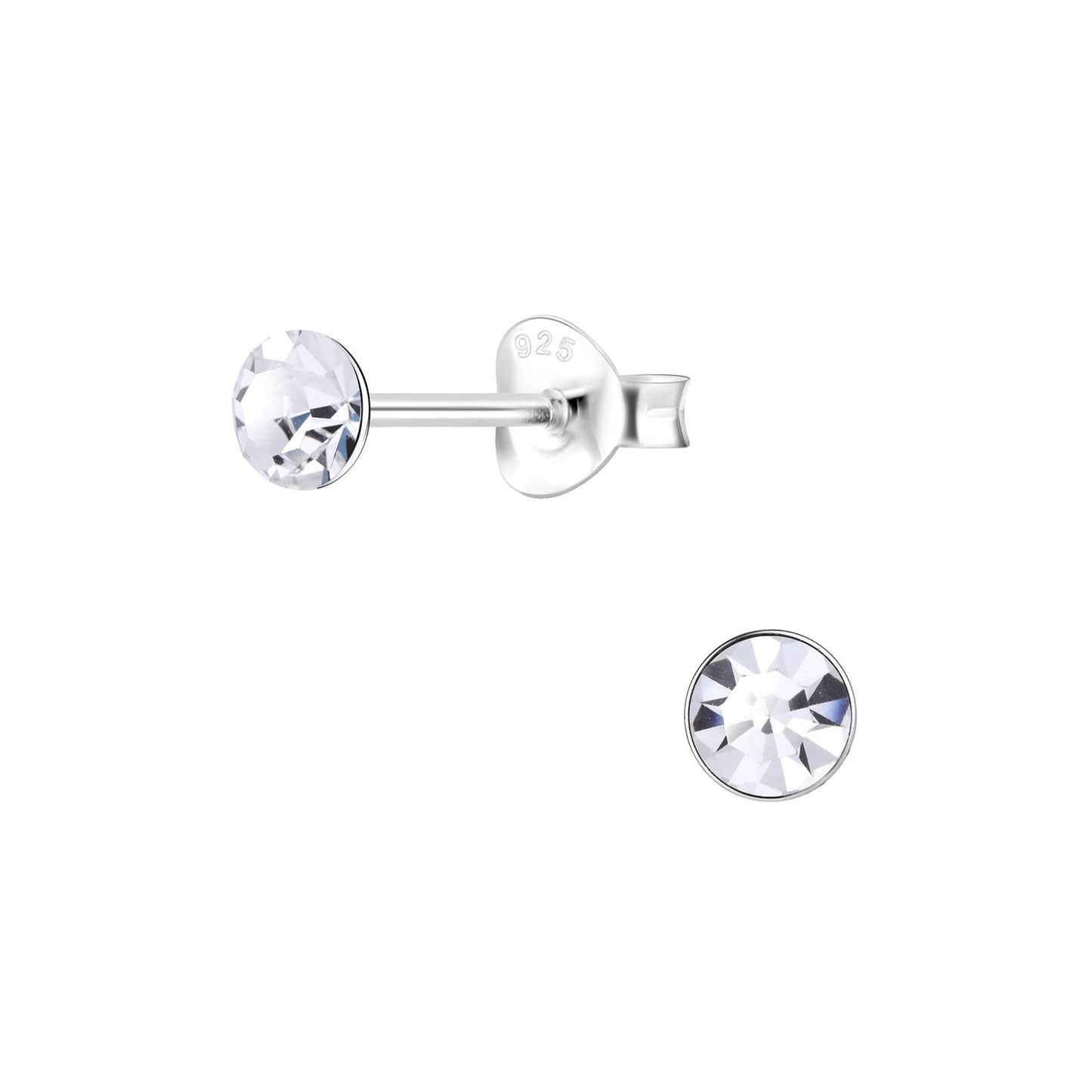 Kinder Ohrringe 4mm Kristall aus 925 Silber
