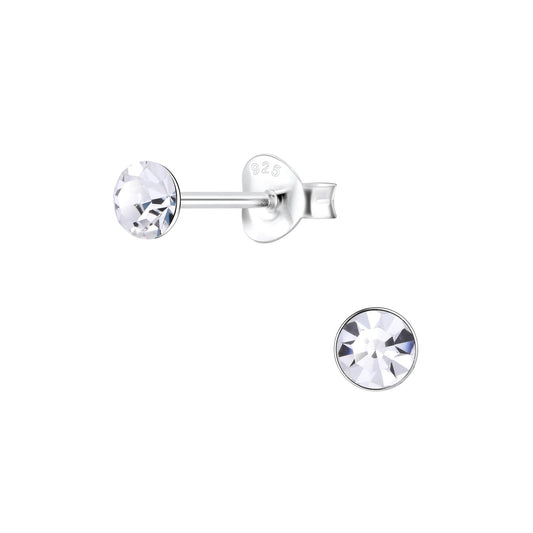 Kinder Ohrringe 4mm Kristall aus 925 Silber