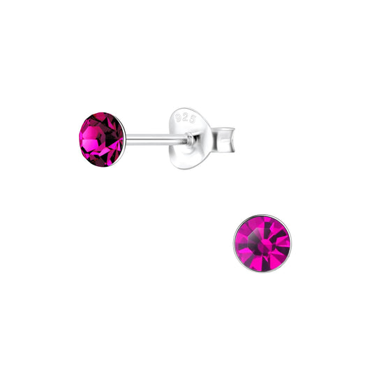 Kinder Ohrringe 4mm Kristall aus 925 Silber