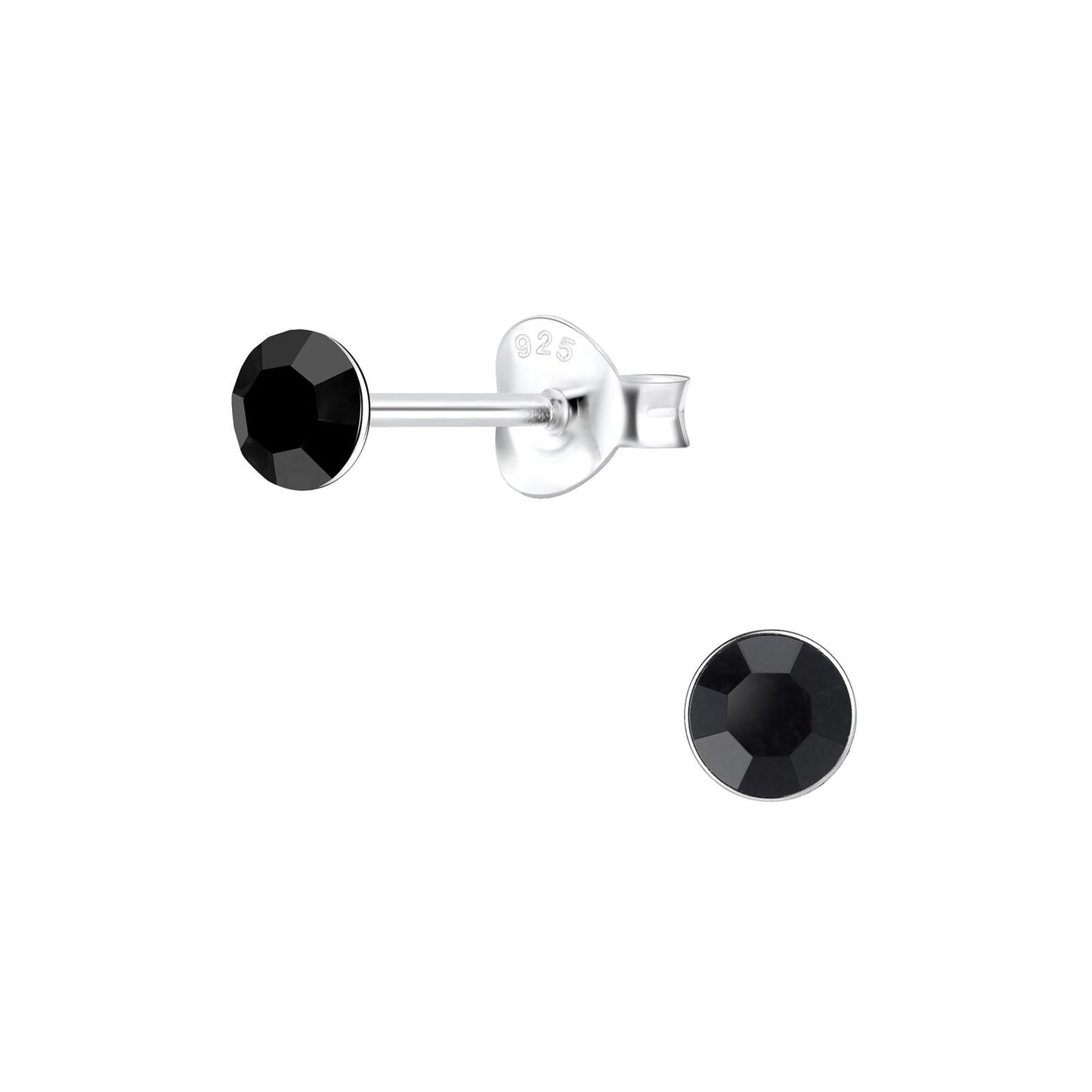 Kinder Ohrringe 4mm Kristall aus 925 Silber