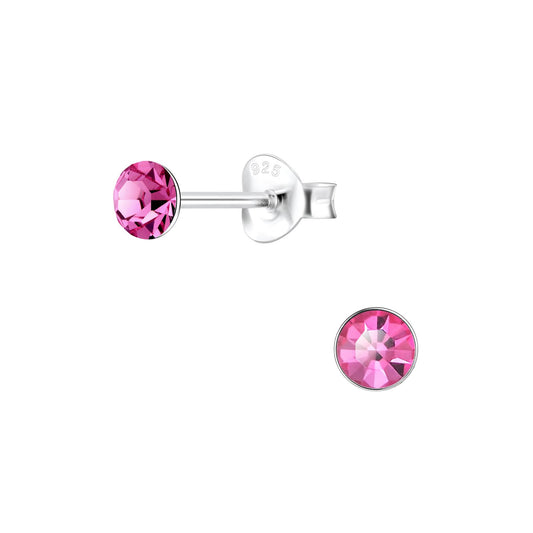 Kinder Ohrringe 4mm Kristall aus 925 Silber