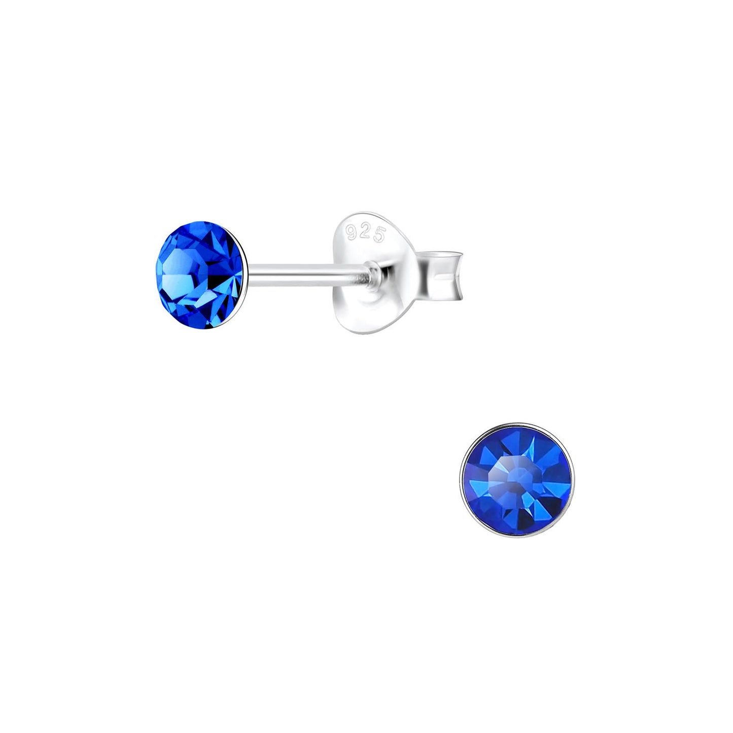 Kinder Ohrringe 4mm Kristall aus 925 Silber
