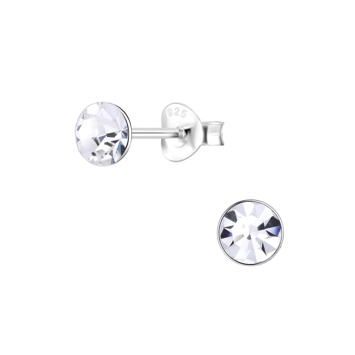 Kinder Ohrringe 5mm Kristall aus 925 Silber