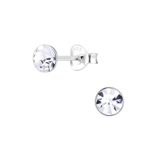 Kinder Ohrringe 5mm Kristall aus 925 Silber