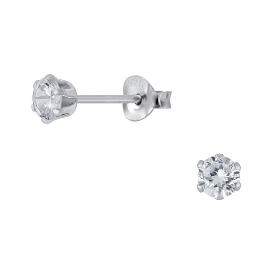 Kinder Ohrringe 4mm Zirkonia aus 925 Silber
