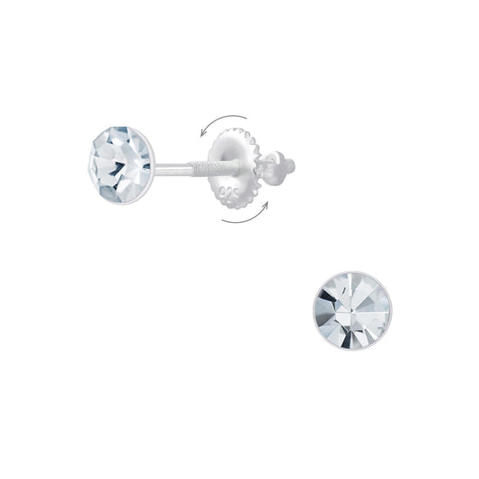 Kinder Ohrringe 4mm Runde Schraubverschluss aus 925 Silber
