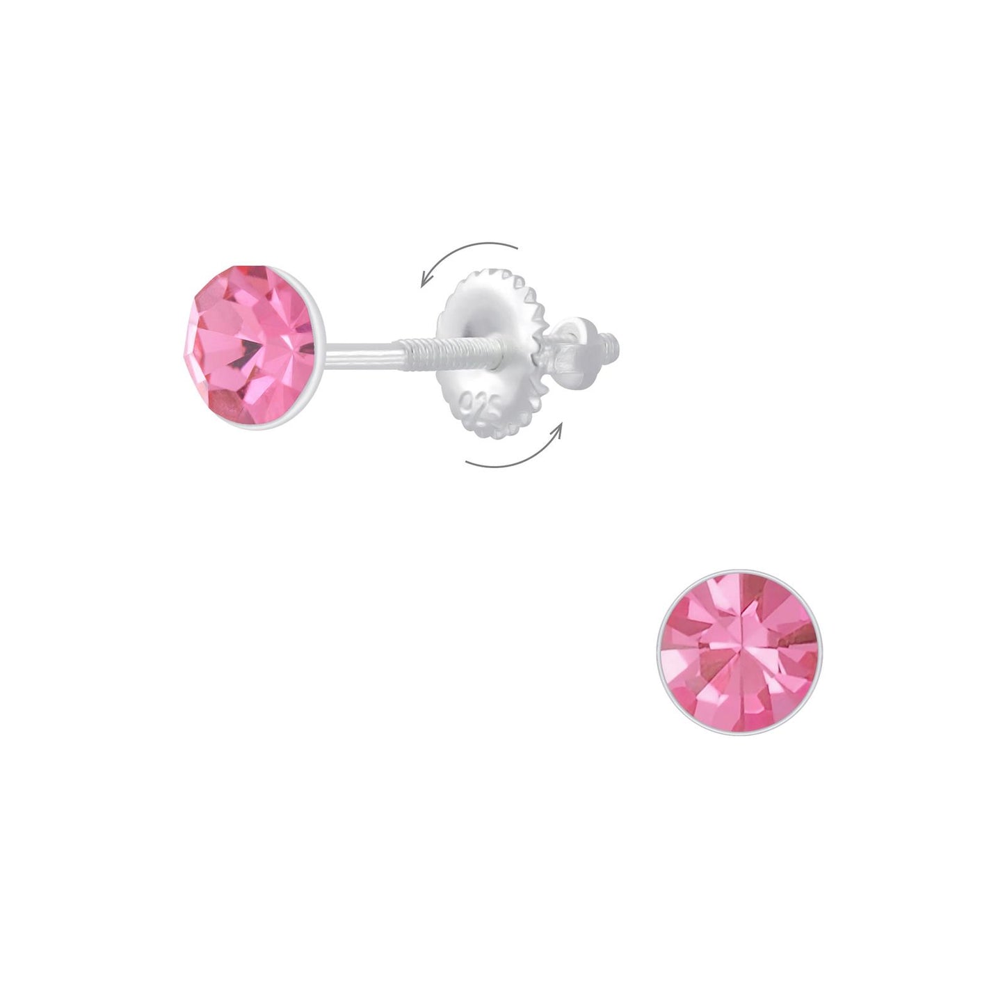 Kinder Ohrringe 4mm Runde Schraubverschluss aus 925 Silber