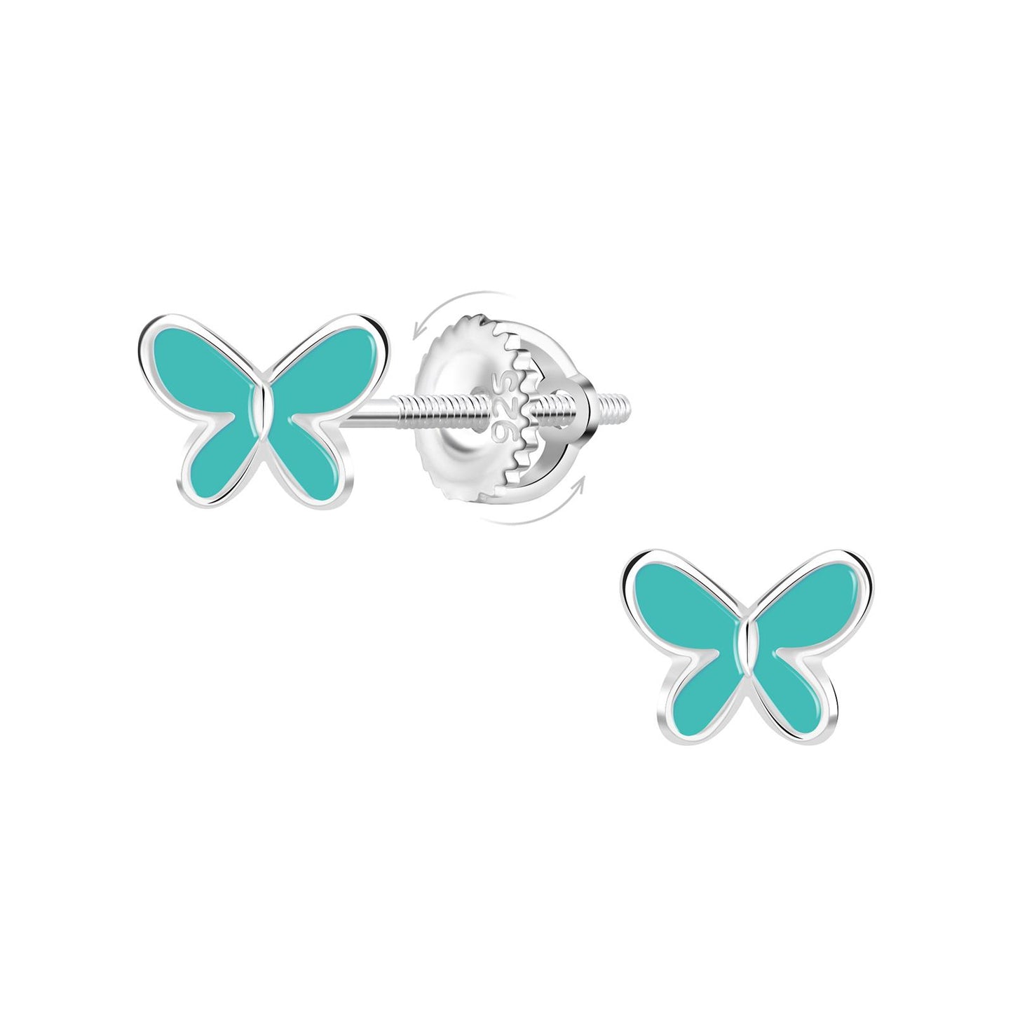Mädchen Ohrringe Schmetterling Schraubverschluss aus 925 Silber