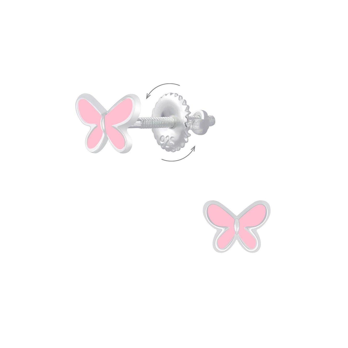 Mädchen Ohrringe Schmetterling Schraubverschluss aus 925 Silber