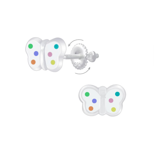 Mädchen Ohrringe Schmetterling Schraubverschluss aus 925 Silber