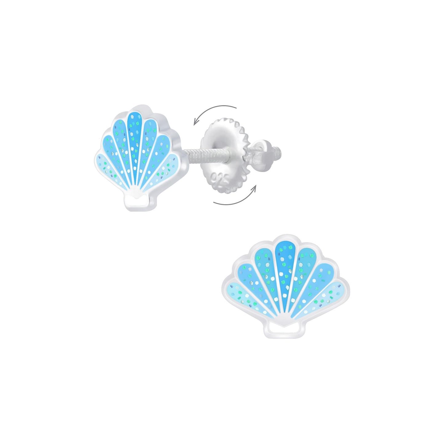 Kinder Ohrringe Muschel Schraubverschluss aus 925 Silber