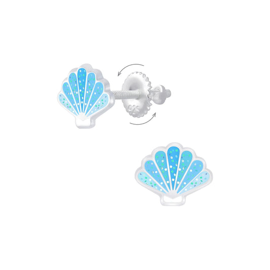 Kinder Ohrringe Muschel Schraubverschluss aus 925 Silber