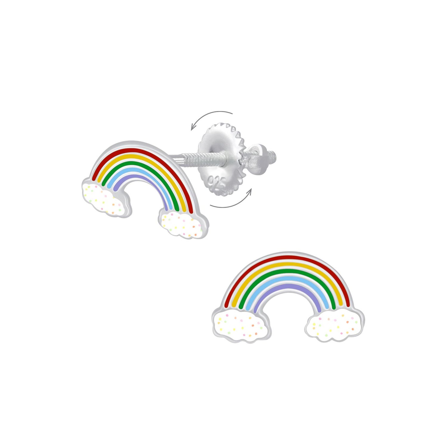 Kinder Ohrringe Regenbogen Schraubverschluss aus 925 Silber