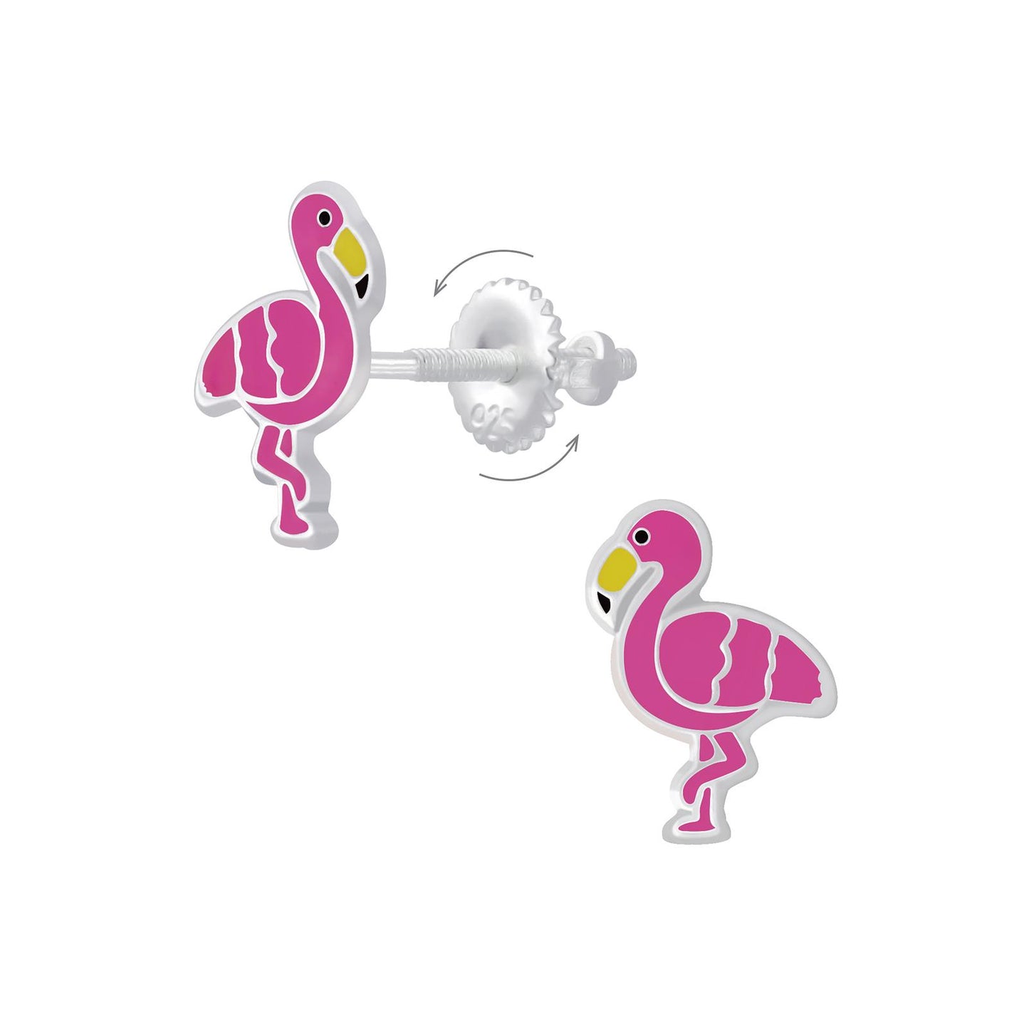 Kinder Ohrringe Flamingo Schraubverschluss aus 925 Silber
