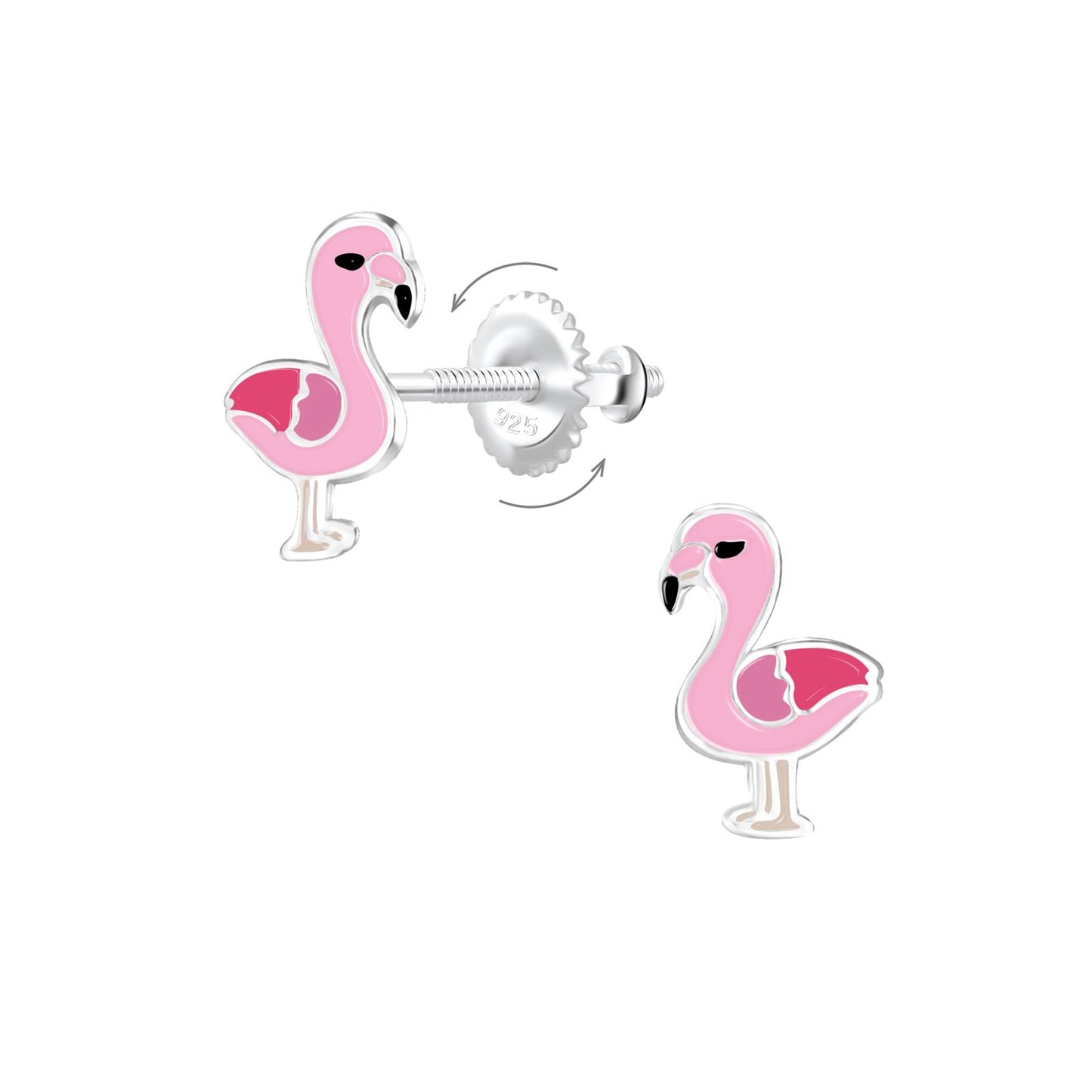 Kinder Ohrringe Flamingo Schraubverschluss aus 925 Silber