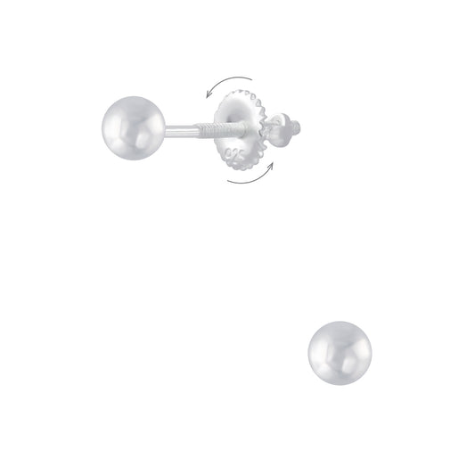 Kinder Ohrringe 3mm Ball Schraubverschluss aus 925 Silber