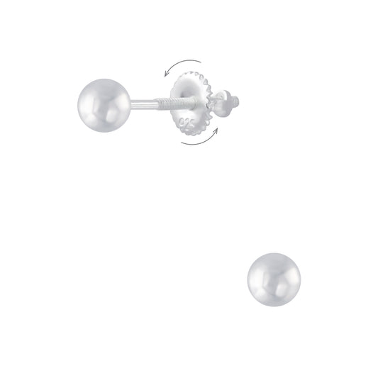 Kinder Ohrringe 4mm Ball Schraubverschluss aus 925 Silber
