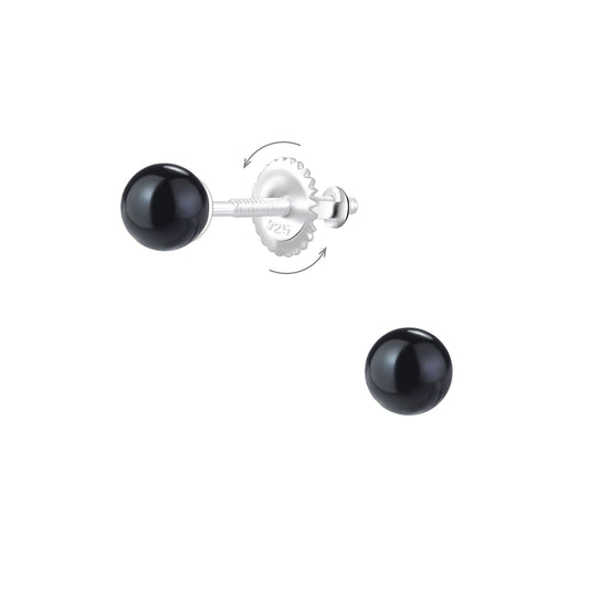 Kinder Ohrringe 4mm Perlen Schraubverschluss aus 925 Silber