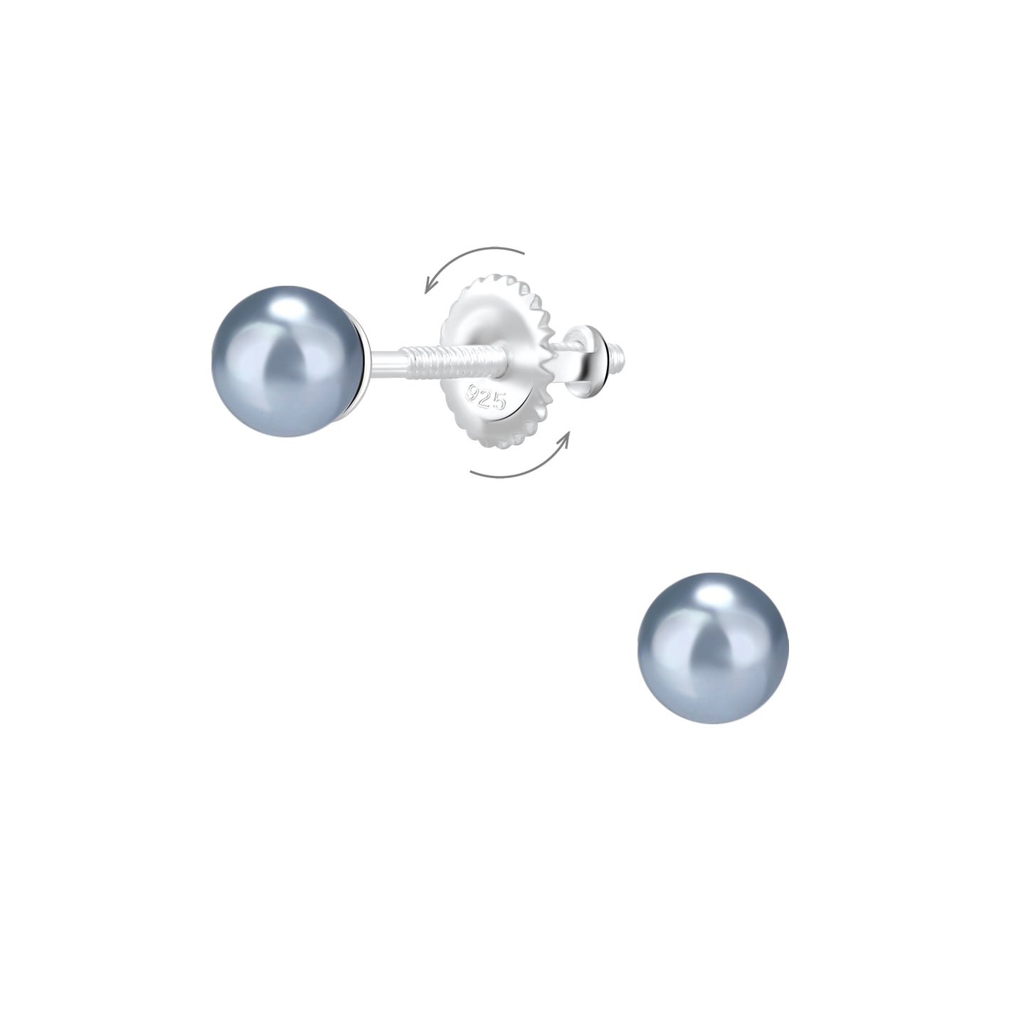 Kinder Ohrringe 4mm Perlen Schraubverschluss aus 925 Silber