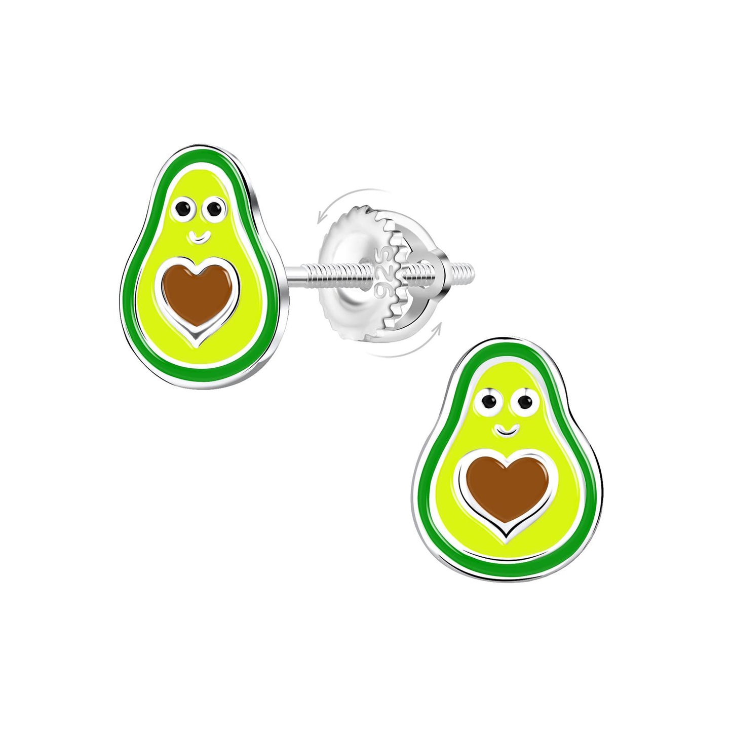 Kinder Ohrringe Avocado Schraubverschluss aus 925 Silber