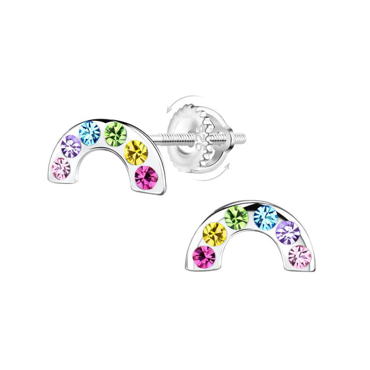 Kinder Ohrringe Regenbogen Schraubverschluss aus 925 Silber