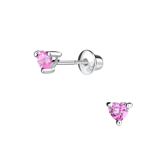 Mädchen Ohrringe Herz Schraubverschluss aus 925 Silber