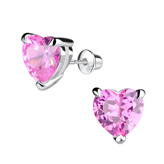 Mädchen Ohrringe Herz Schraubverschluss aus 925 Silber