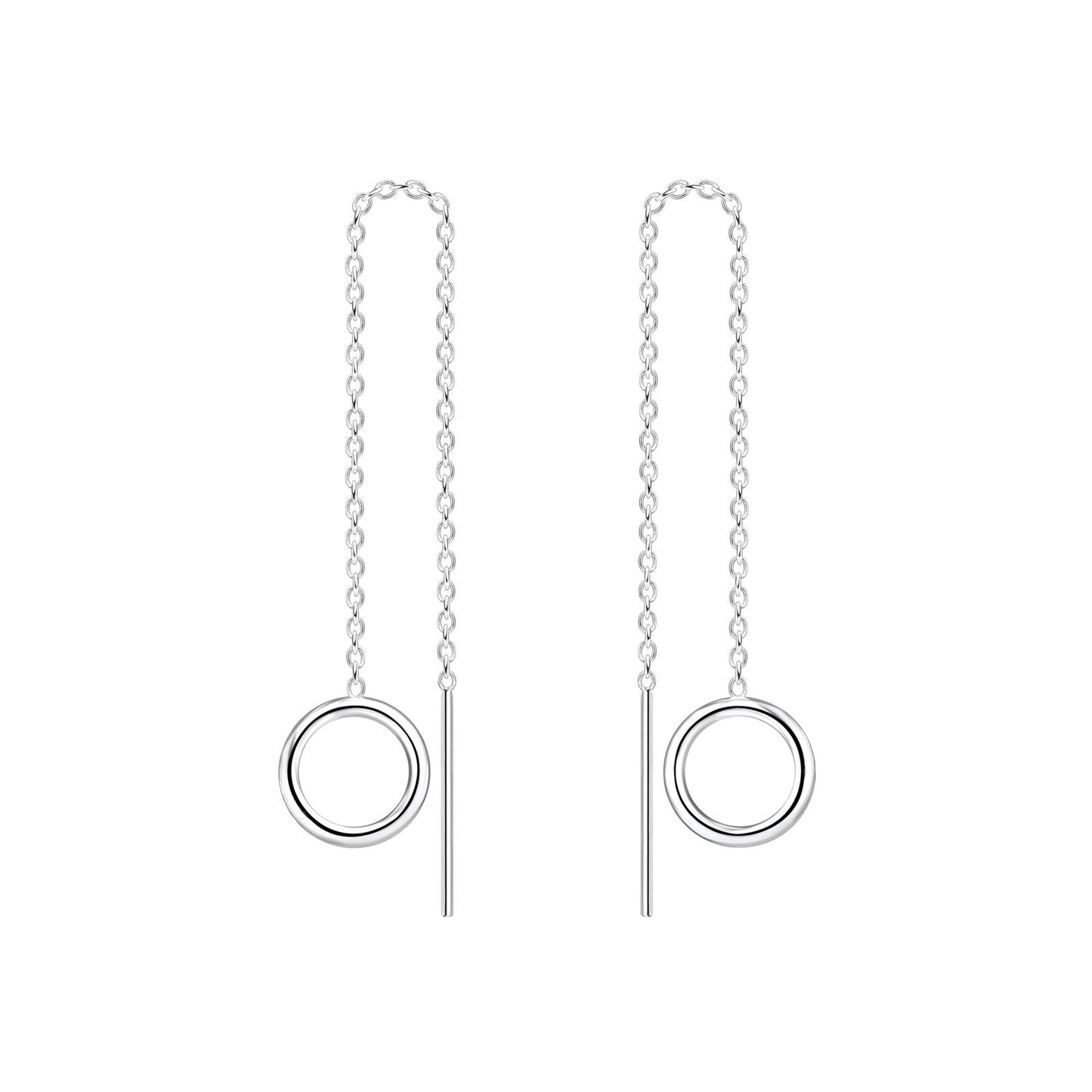 Kinder Ohrringe Silberfaden und Kreis aus 925 Silber