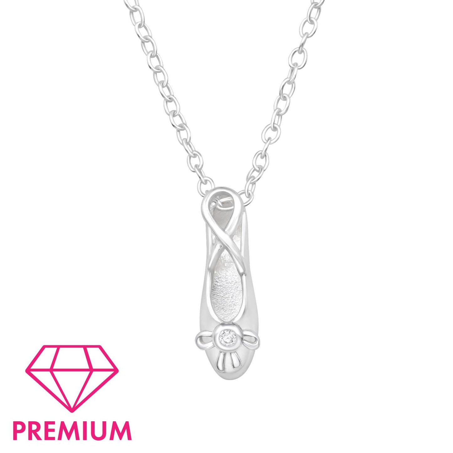 Kinderketting in de vorm van een balletschoentje, gemaakt van 925 zilver.