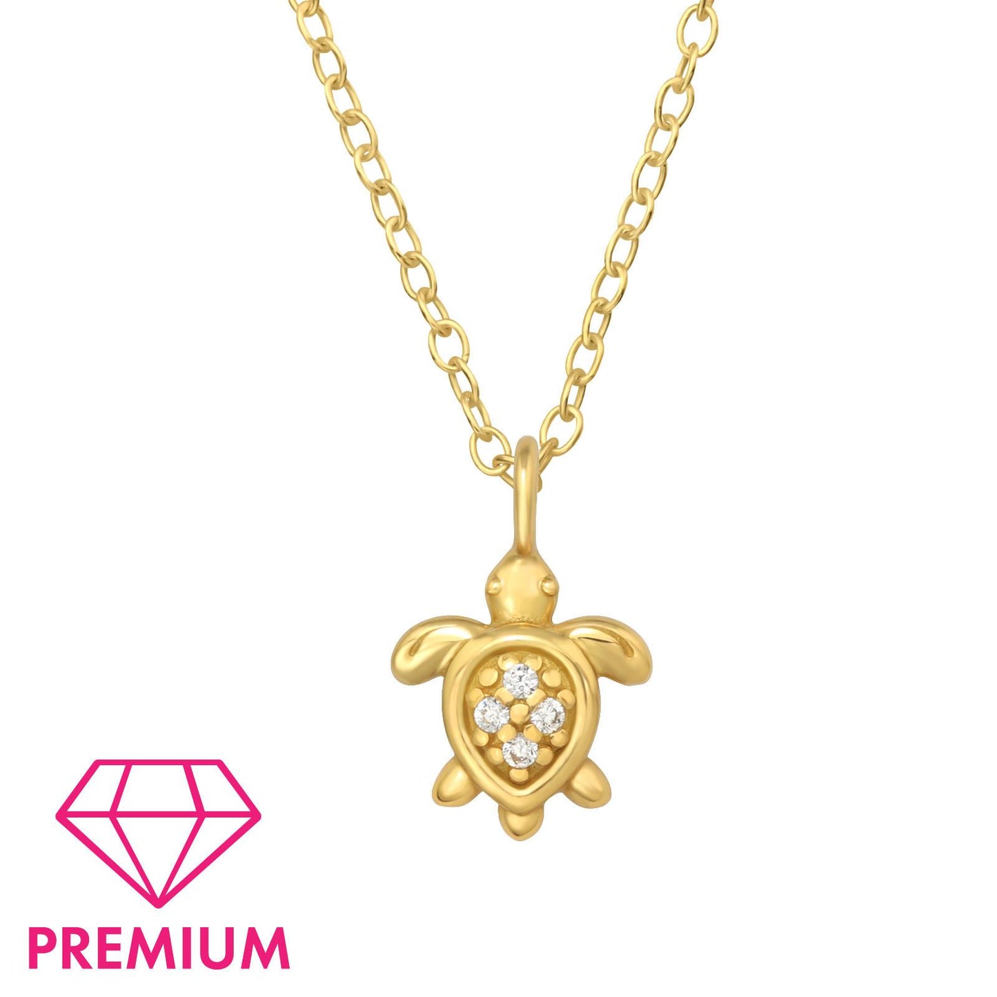 Kinderketting met schildpadmotief, gemaakt van 925 zilver.