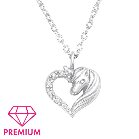 Children's necklace unicorn heart made of 925 silver