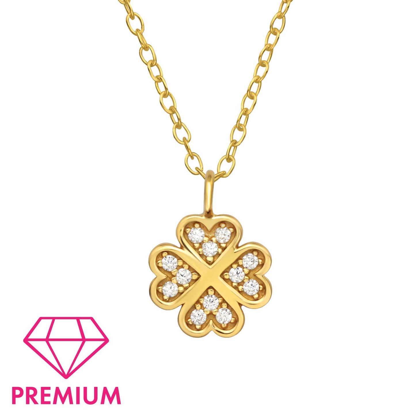 Kinderketting met klavertje vier, gemaakt van 925 zilver.