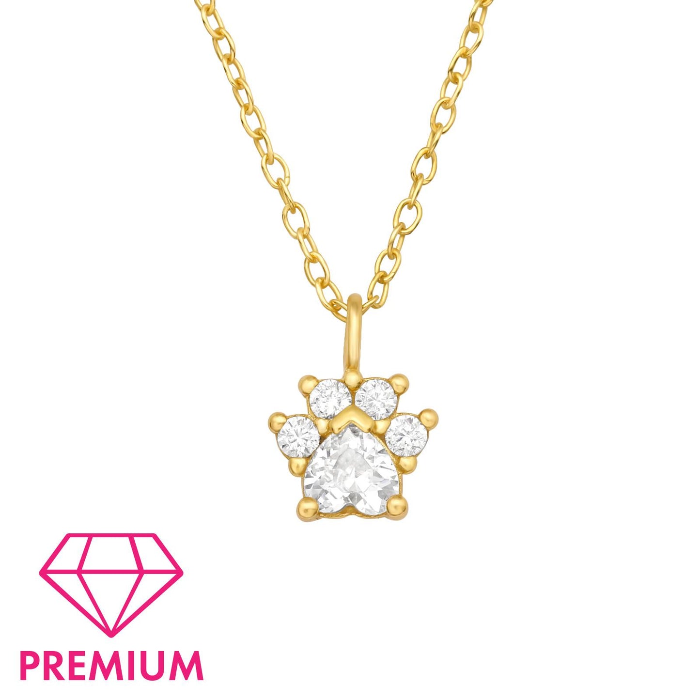 Kinderketting met pootafdruk, gemaakt van 925 zilver.