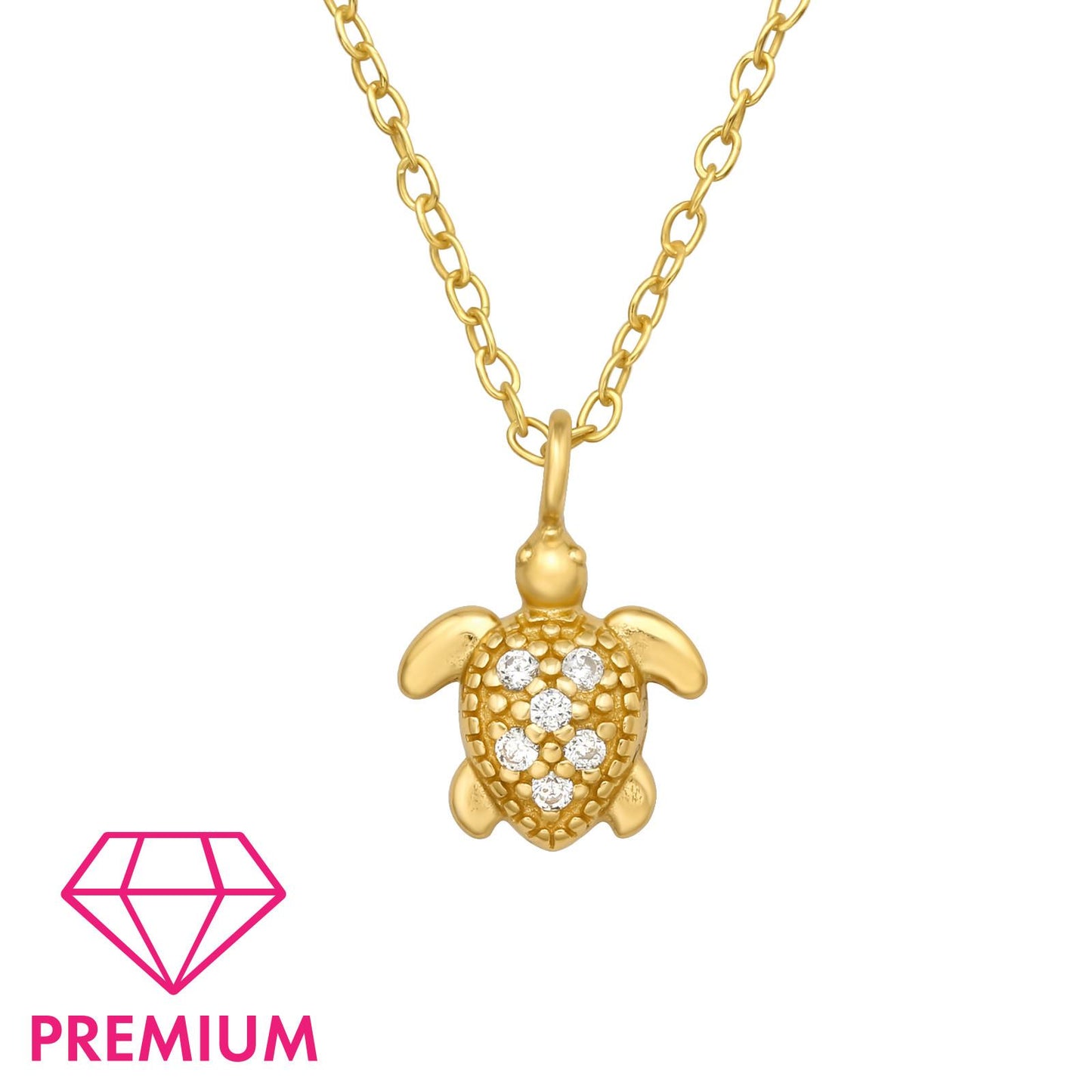 Kinderketting met schildpadmotief, gemaakt van 925 zilver.